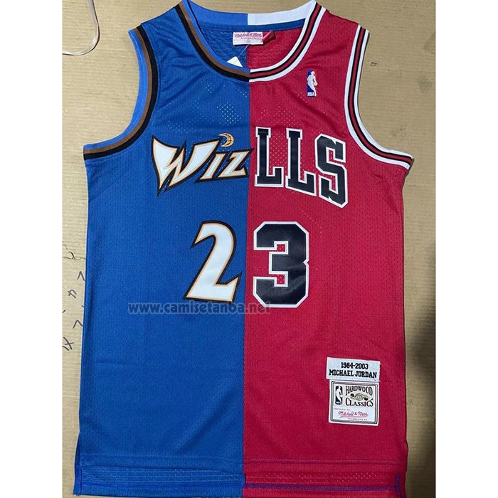 Camiseta Chicago Bulls Washington Wizards Michael Jordan #23 Split Azul Rojo